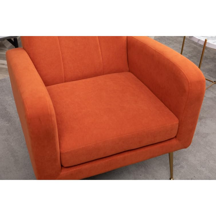 LSFH Unique Design True Innovations Florianaz Accent Chair, Armchair with Solid Sagwan Wooden Frame Single Sofa Chair for Small Apartments, Living Room or Bedroom (1 Chair, Orange)