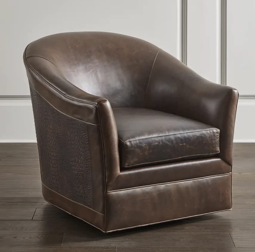 LSFH Unique Design True Innovations Morris Swivel 360 Degree Accent Chair Armchair Single Sofa Chair for Small Apartments, Living Room or Bedroom (1 Chair, Brown)