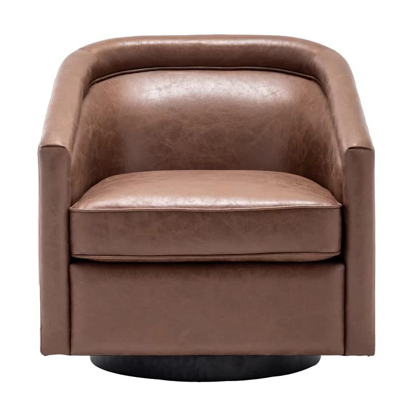 LSFH Unique Design True Innovations Kierste Wide Swivel 360 Degree Accent Chair Armchair Single Sofa Chair for Small Apartments, Living Room or Bedroom (Set of 2 Chairs, Brown)
