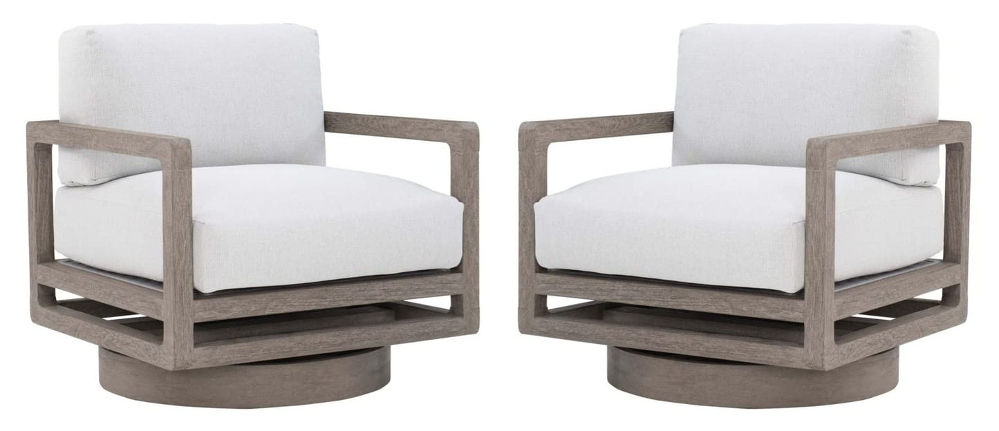 LSFH Unique Design True Innovations Swivel 360 Degree Accent Chair Armchair Single Sofa Chair for Small Apartments, Living Room or Bedroom (Set of 2 Chairs, Off-White)