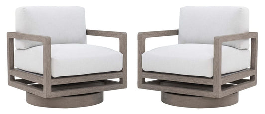 LSFH Unique Design True Innovations Swivel 360 Degree Accent Chair Armchair Single Sofa Chair for Small Apartments, Living Room or Bedroom (Set of 2 Chairs, Off-White)
