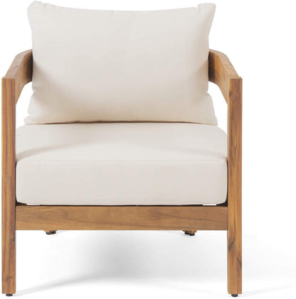 LSFH Unique Design True Innovations Alfy Accent Chair Armchair with Solid sagwan Wooden Frame Single Sofa Chair for Small Apartments, Living Room or Bedroom (1 Chair, Beige)