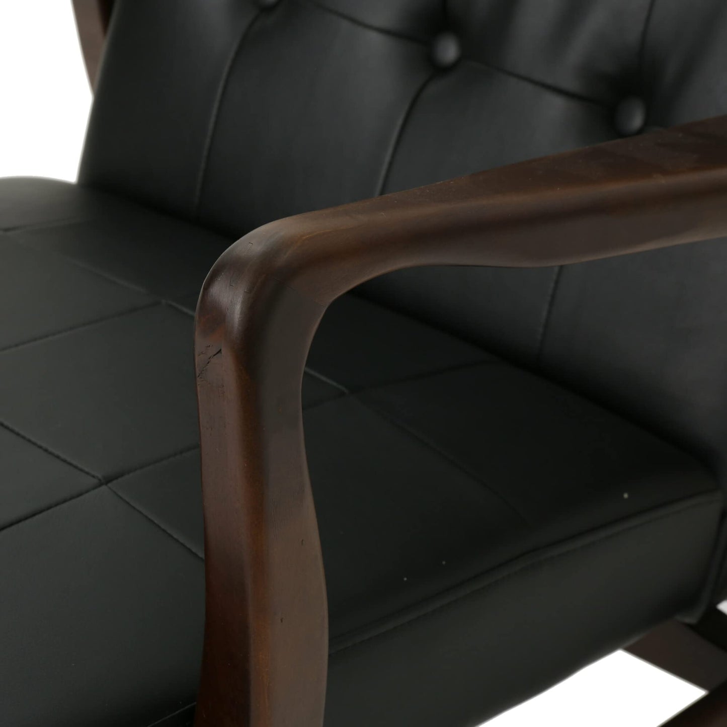 LSFH Unique Design True Innovations Marcola Button Tufted Accent Chair Armchair with Solid sagwan Wooden Legs Single Sofa Chair for Small Apartments, Living Room or Bedroom (1 Chair, Black)