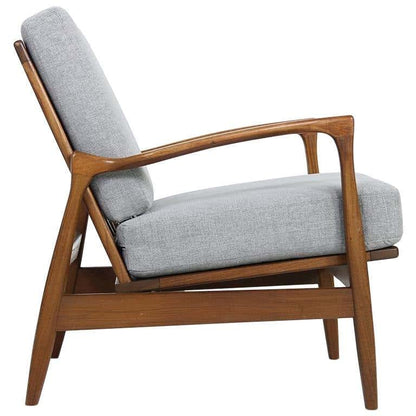 LSFH Unique Design 1960s Organic Shape Fabric Accent Chair Armchair with Solid Sagwan Wooden Frame Single Sofa Chair for Small Apartments, Living Room or Bedroom (Set of 2 Chairs, Light Grey)