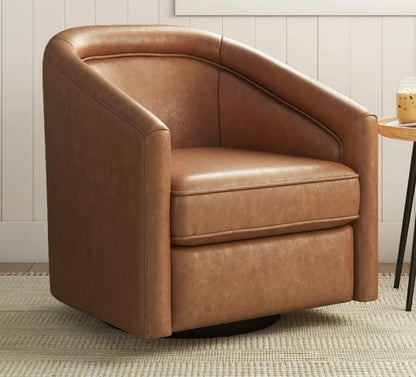 LSFH Unique Design True Innovations Kierste Wide Swivel 360 Degree Accent Chair Armchair Single Sofa Chair for Small Apartments, Living Room or Bedroom (Set of 2 Chairs, Brown)
