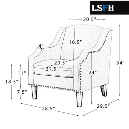 LSFH Unique Design True Innovations Aleithz Accent Chair, Armchair with Solid Sagwan Wooden Frame Single Sofa Chair for Small Apartments, Living Room or Bedroom (Set of 2 Chairs, Grey)