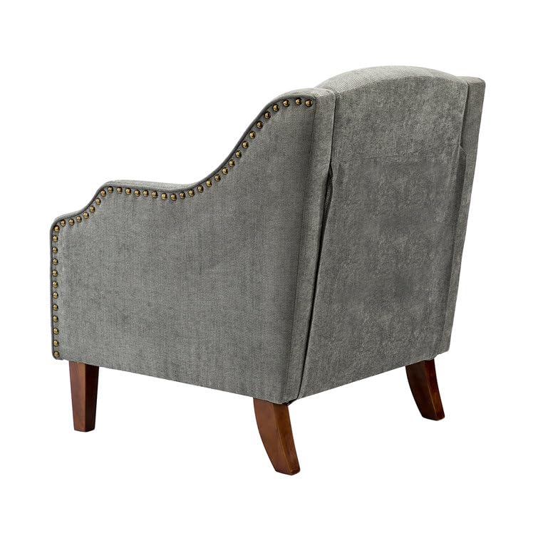 LSFH Unique Design True Innovations Aleithz Accent Chair, Armchair with Solid Sagwan Wooden Frame Single Sofa Chair for Small Apartments, Living Room or Bedroom (1 Chair, Grey)