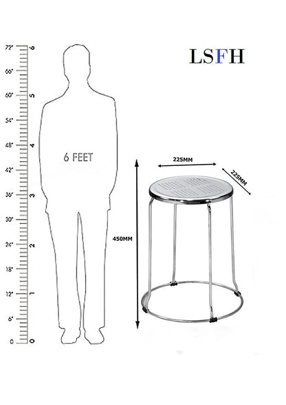 LSFH Unique Design Office Stainless Steel Stool Chrome Finishing Steel Stool Round Shape for Small Apartments, Living Room or Bedroom (Set of 1)