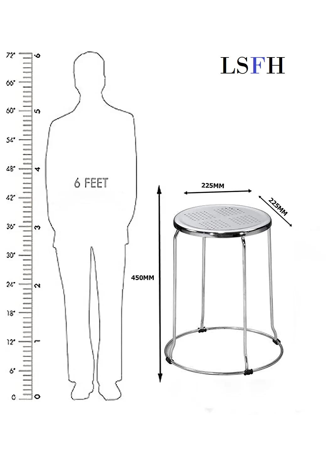 LSFH Unique Design Office Stainless Steel Stool Chrome Finishing Steel Stool Round Shape for Small Apartments, Living Room or Bedroom (Set of 2)
