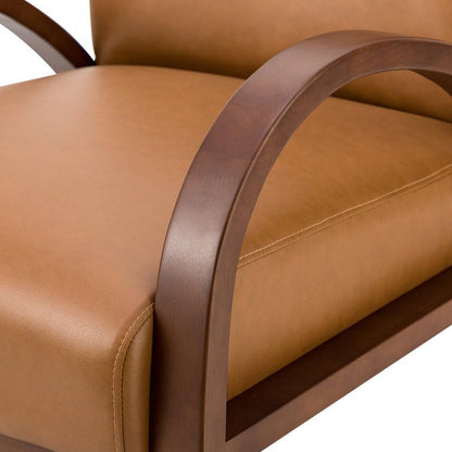 LSFH Unique Design True Innovations Vegaz Accent Chair, Ottoman Armchair with Solid Sagwan Wooden Frame Single Sofa Chair for Small Apartments, Living Room or Bedroom (Set of 2 Chairs, Brown)