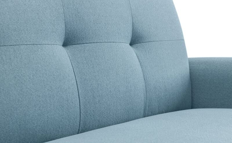 LSFH Unique Design True Innovations Wide Linen Fabric Accent Chair Armchair with Solid Sagwan Wooden Legs Single Sofa Chair for Small Apartments, Living Room or Bedroom (Set of 2 Chairs, Blue)