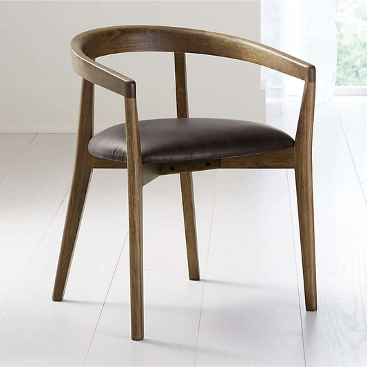 LSFH Unique Design Stone Round Back Dining Chair Accent Chair Armchair with Solid Sagwan Wooden Frame Single Sofa Chair for Small Apartments, Living Room or Bedroom (1 Chair, Black)