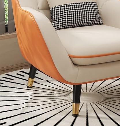 LSFH Unique Design True Innovations Nordic Light Accent Chair, Armchair with Solid Sagwan Wooden Frame for Small Apartments, Living Room or Bedroom (1 Chair, Beige & Orange)
