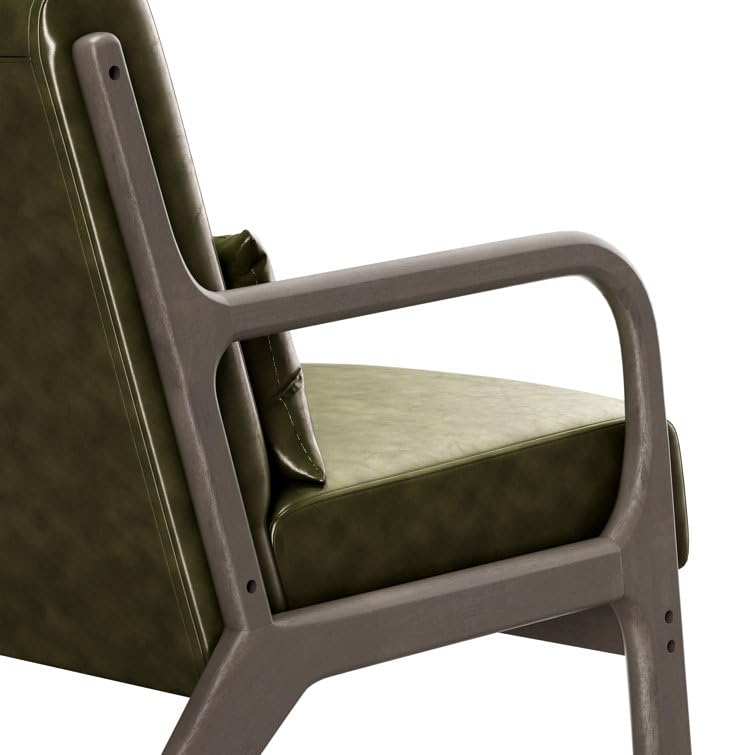 LSFH Unique Design True Innovations Alcie Accent Chair, Ottoman Armchair with Solid Sagwan Wooden Frame Single Sofa Chair for Small Apartments, Living Room or Bedroom (Set of 2 Chairs, Kai Green)