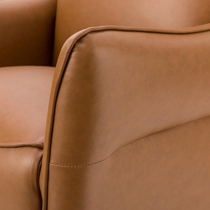 LSFH Unique Design True Innovations Amyle Accent Chair, Ottoman Armchair with Solid Sagwan Wooden Frame Single Sofa Chair for Small Apartments, Living Room or Bedroom (1 Chair, Brown)