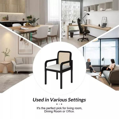 LSGF Luxury Design Traditional Rattan Cane Hulalaz Armchair Accent Chair with Solid Sagwan Wooden Legs Sofa Set for Small Apartments, Living Room or Bedroom (1 Chair, Black Deco Finishing)