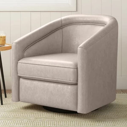 LSFH Unique Design True Innovations Kierste Wide Swivel 360 Degree Accent Chair Armchair Single Sofa Chair for Small Apartments, Living Room or Bedroom (1 Chair, Beige)