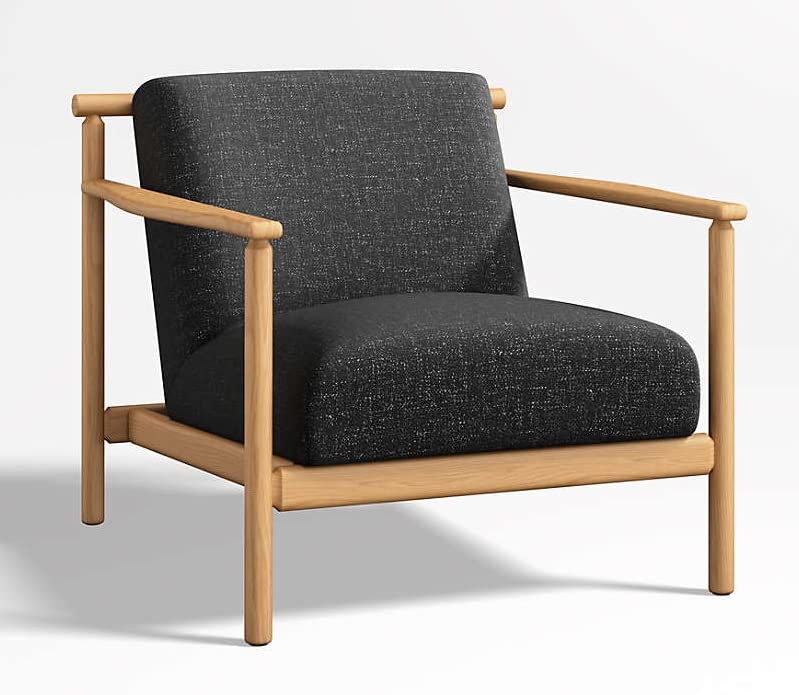 LSFH Unique Design True Innovations Ojai Fabric Accent Chair Armchair with Solid Sagwan Wooden Frame Single Sofa Chair for Small Apartments, Living Room or Bedroom (Set of 2 Chairs, Black)