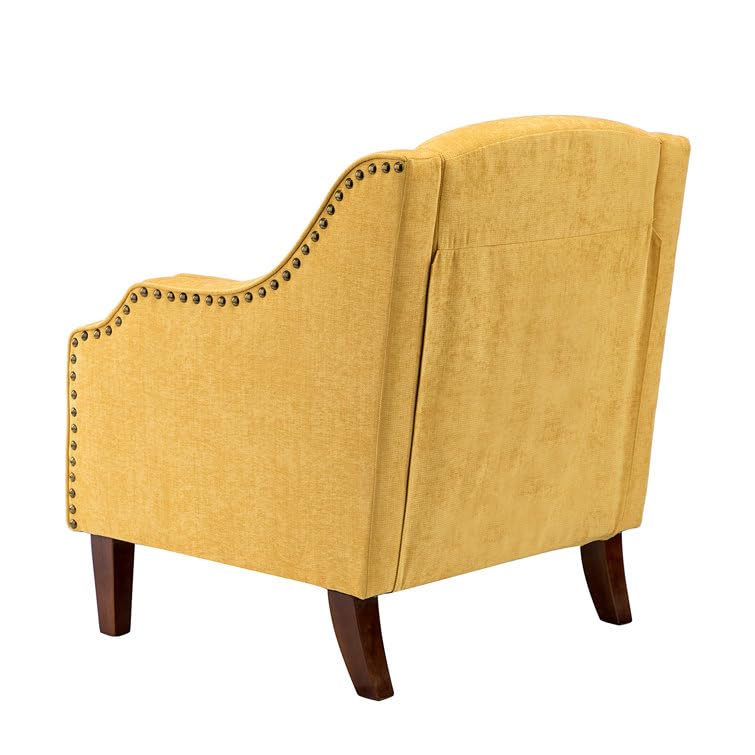 LSFH Unique Design True Innovations Aleithz Accent Chair, Armchair with Solid Sagwan Wooden Frame Single Sofa Chair for Small Apartments, Living Room or Bedroom (Set of 2 Chairs, Yellow)