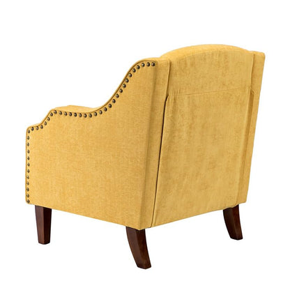 LSFH Unique Design True Innovations Aleithz Accent Chair, Armchair with Solid Sagwan Wooden Frame Single Sofa Chair for Small Apartments, Living Room or Bedroom (1 Chair, Yellow)