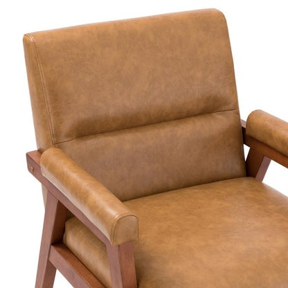 LSFH Unique Design True Innovations Mackenne Accent Chair, Ottoman Armchair with Solid Sagwan Wooden Frame Single Sofa Chair for Small Apartments, Living Room or Bedroom (1 Chair, Dark Brown)
