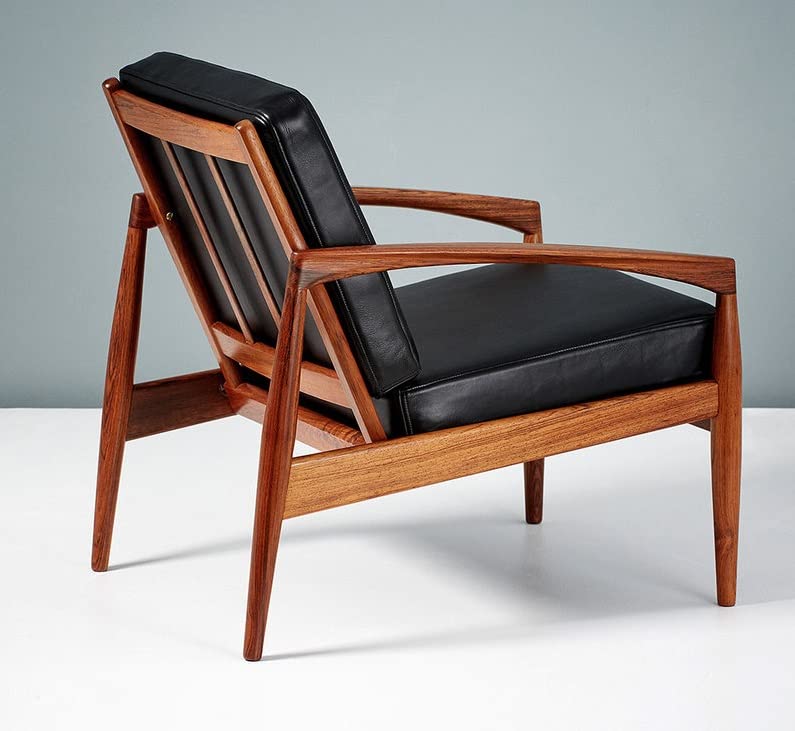 LSFH Unique Design Paper Knife Chair Leatherette Accent Chair Armchair with Solid Sagwan Wooden Frame Single Sofa Chair for Small Apartments, Living Room or Bedroom (1 Chair, Black)