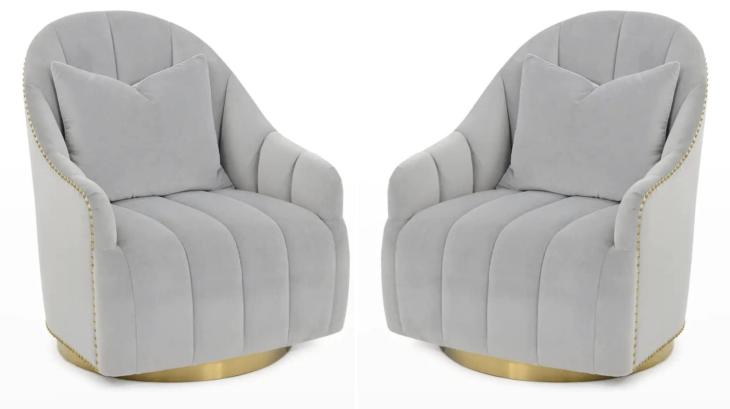 LSFH Unique Design True Innovations Swivel 360 Degree Accent Chair Armchair Single Sofa Chair for Small Apartments, Living Room or Bedroom (Set of 2 Chairs, Grey)