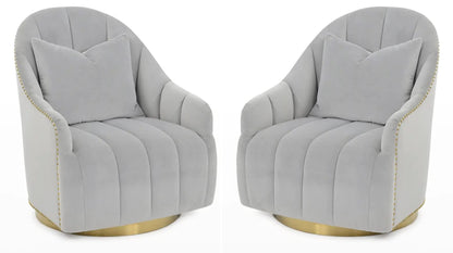 LSFH Unique Design True Innovations Swivel 360 Degree Accent Chair Armchair Single Sofa Chair for Small Apartments, Living Room or Bedroom (Set of 2 Chairs, Grey)