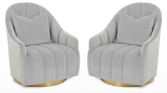 LSFH Unique Design True Innovations Swivel 360 Degree Accent Chair Armchair Single Sofa Chair for Small Apartments, Living Room or Bedroom (Set of 2 Chairs, Grey)