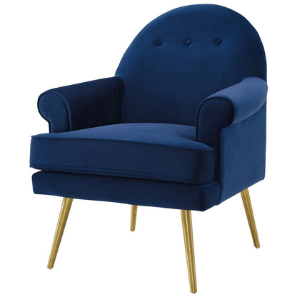 LSFH Unique Design True Innovations Revive Accent Chair Armchair with Gold Stainless Steel Legs Single Sofa Chair for Small Apartments, Living Room or Bedroom (Set of 2 Chairs, Navy)