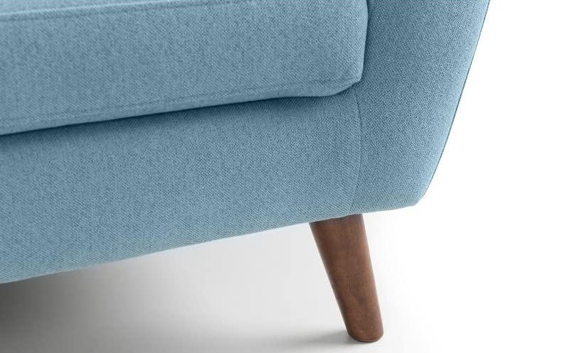 LSFH Unique Design True Innovations Wide Linen Fabric Accent Chair Armchair with Solid Sagwan Wooden Legs Single Sofa Chair for Small Apartments, Living Room or Bedroom (1 Chair, Blue)