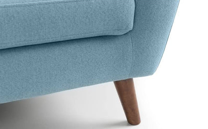 LSFH Unique Design True Innovations Wide Linen Fabric Accent Chair Armchair with Solid Sagwan Wooden Legs Single Sofa Chair for Small Apartments, Living Room or Bedroom (1 Chair, Blue)