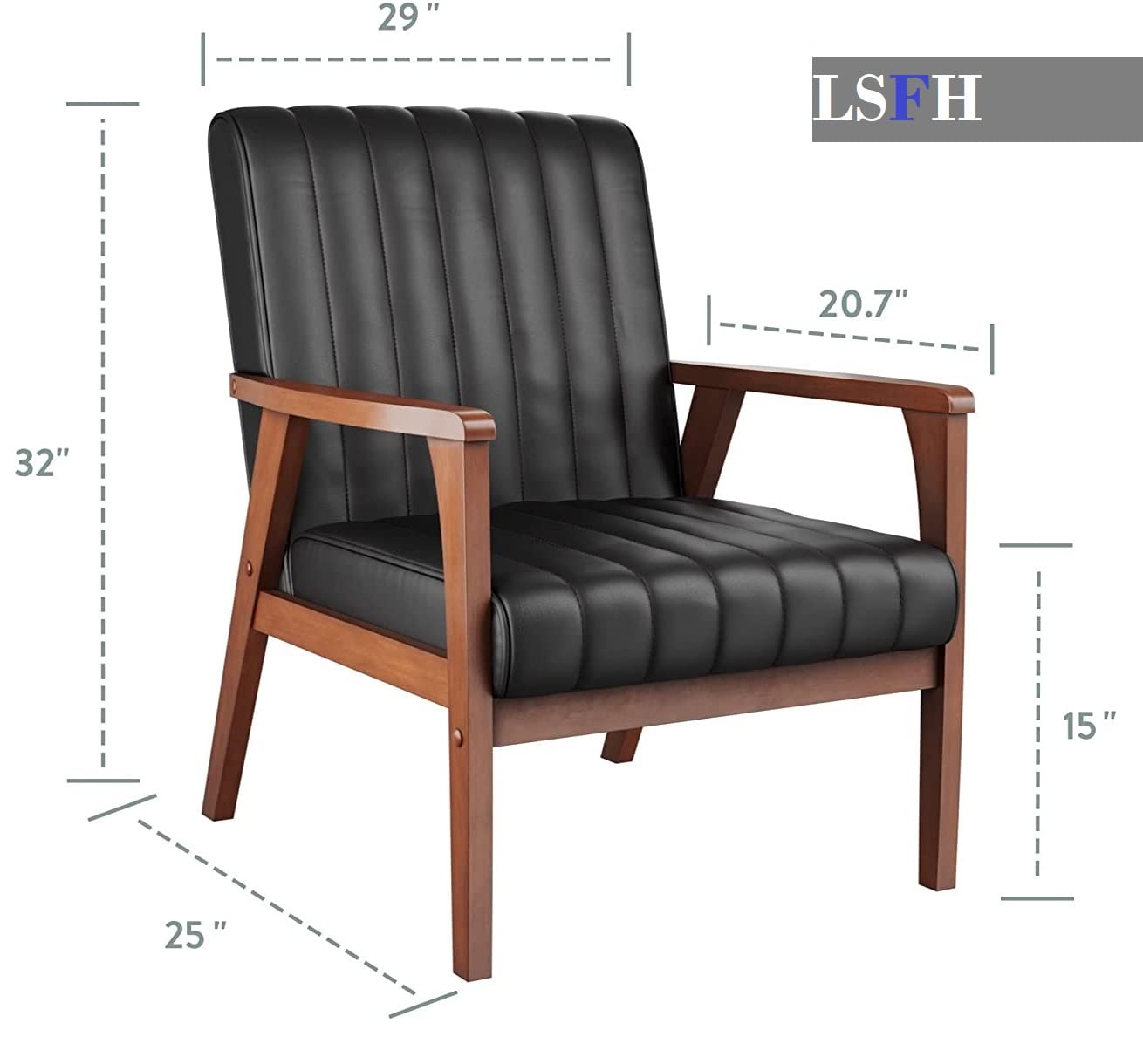 LSFH Unique Design True Innovations Channel Tufted Accent Chair Armchair with Solid sagwan Wooden Frame Single Sofa Chair for Small Apartments, Living Room or Bedroom (1 Chair, Grey)