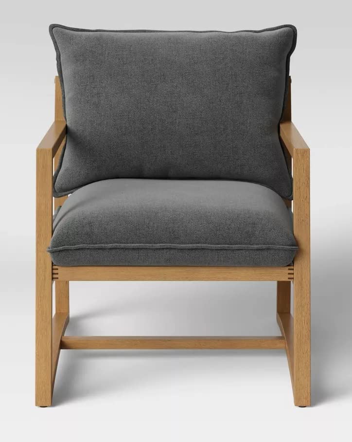 LSFH Unique Design Higginz Sling Lounge Chair, Accent Chair Armchair with Solid Sagwan Wooden Frame Single Sofa Chair for Small Apartments, Living Room or Bedroom (Set of 2 Chairs, Dark Gray)