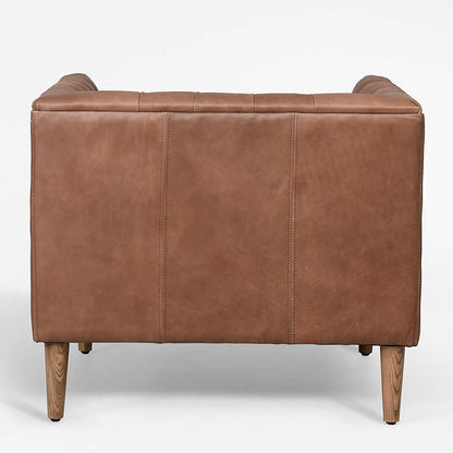 LSFH Unique Design Rollins Button Tufted Accent Chair Armchair with Solid Sagwan Wooden Legs Single Sofa Chair for Small Apartments, Living Room or Bedroom (1 Chairs, Dark Brown)
