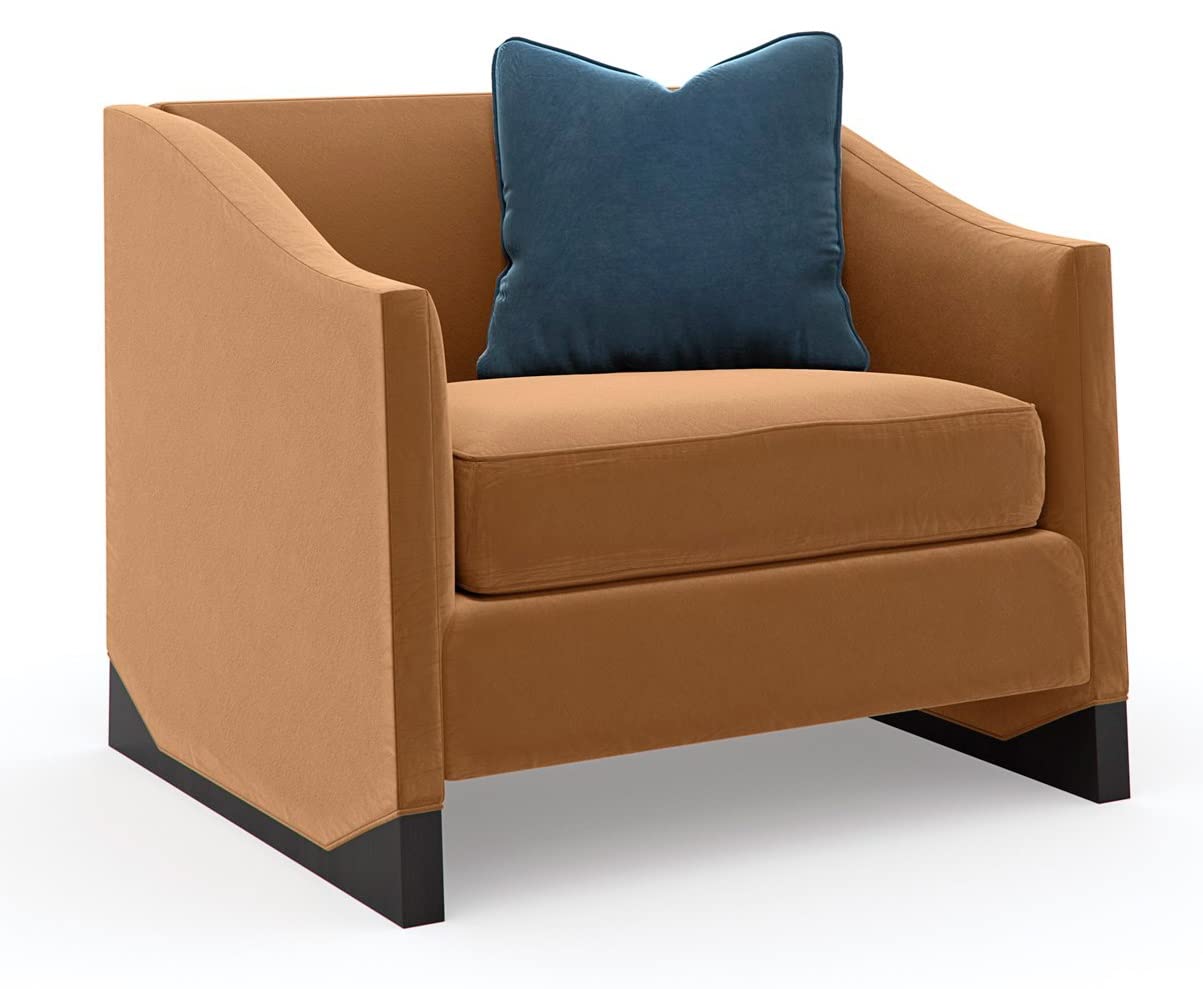 LSFH Unique Design Caracole Base Upholstery Accent Chair Armchair Single Sofa Chair for Small Apartments, Living Room or Bedroom (1 Chair, Brown)