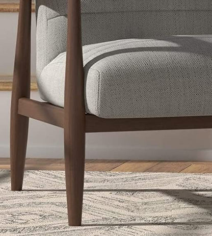 LSFH Unique Design Modern Channel Tufted Accent Chair Armchair with Solid Sagwan Wooden Frame Single Sofa Chair for Small Apartments, Living Room or Bedroom (Set of 2 Chairs, Light Grey)