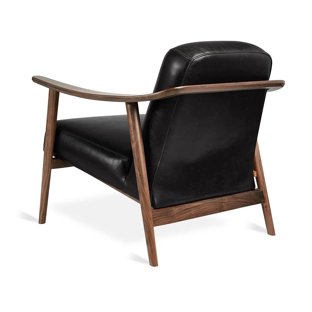 LSFH Unique Design Balticz Accent Chair Armchair with Solid Sagwan Wooden Frame Single Sofa Chair for Small Apartments, Living Room or Bedroom (Walnut Finish, Black 1 Chair)