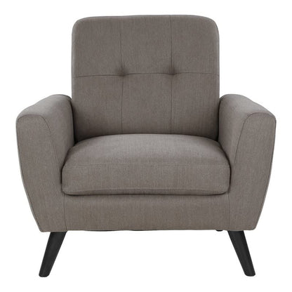 LSFH Unique Design True Innovations Wide Linen Fabric Accent Chair Armchair with Solid Sagwan Wooden Legs Single Sofa Chair for Small Apartments, Living Room or Bedroom (1 Chair, Grey)