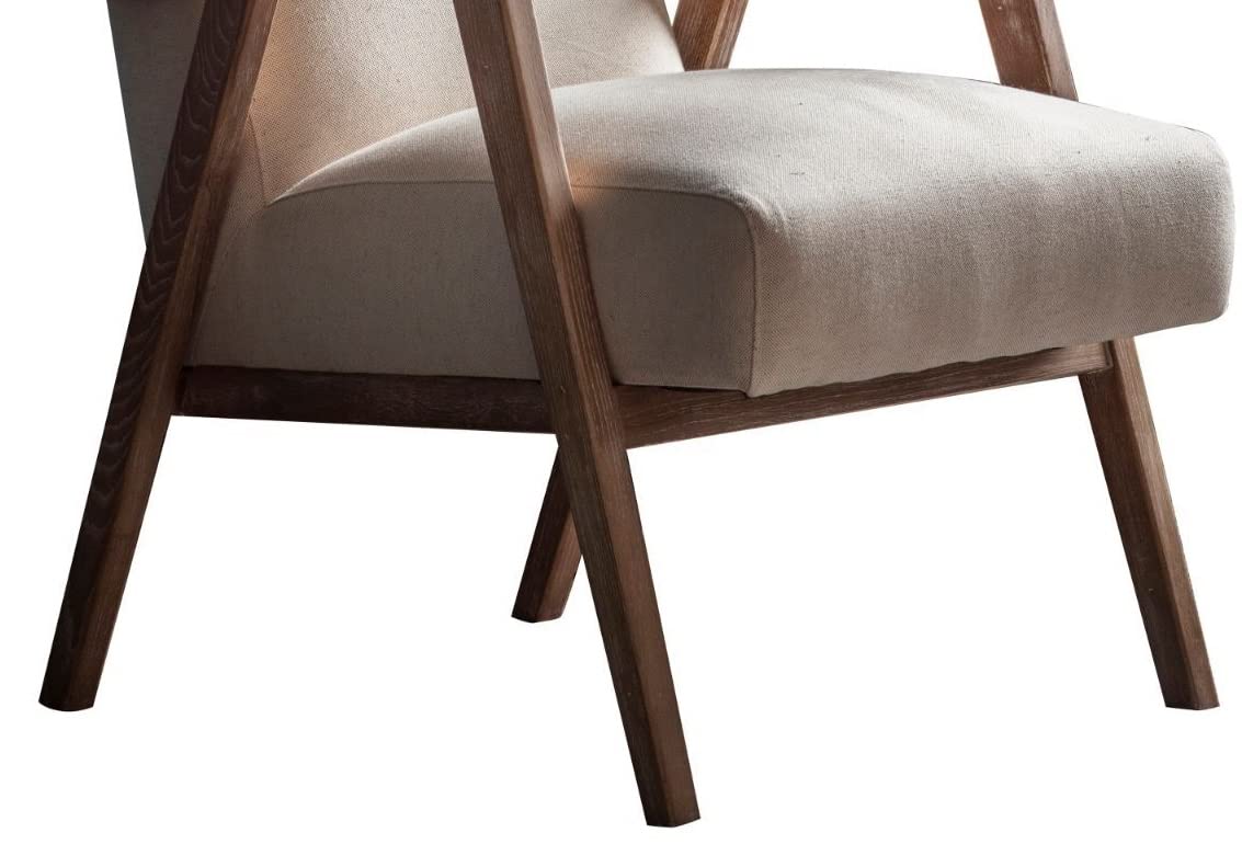 LSFH Unique Design True Innovations Odsey Accent Chair Armchair with Solid Sagwan Wooden Frame Single Sofa Chair for Small Apartments, Living Room or Bedroom (Set of 2 Chairs, Beige)