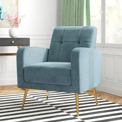 LSFH Unique Design True Innovations Florianaz Accent Chair, Armchair with Solid Sagwan Wooden Frame Single Sofa Chair for Small Apartments, Living Room or Bedroom (1 Chair, Sky Blue)