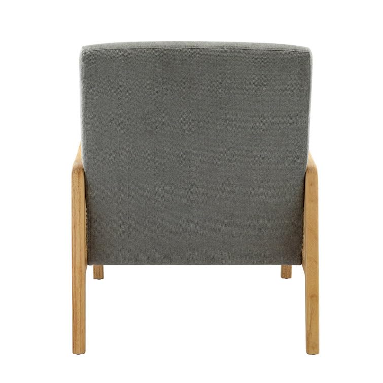 LSFH Unique Design Fabric Upholstered Rattan Cane Accent Chair, Armchair with Solid Sagwan Wooden Frame Single Sofa Chair for Small Apartments, Living Room or Bedroom (1 Chair, Grey)