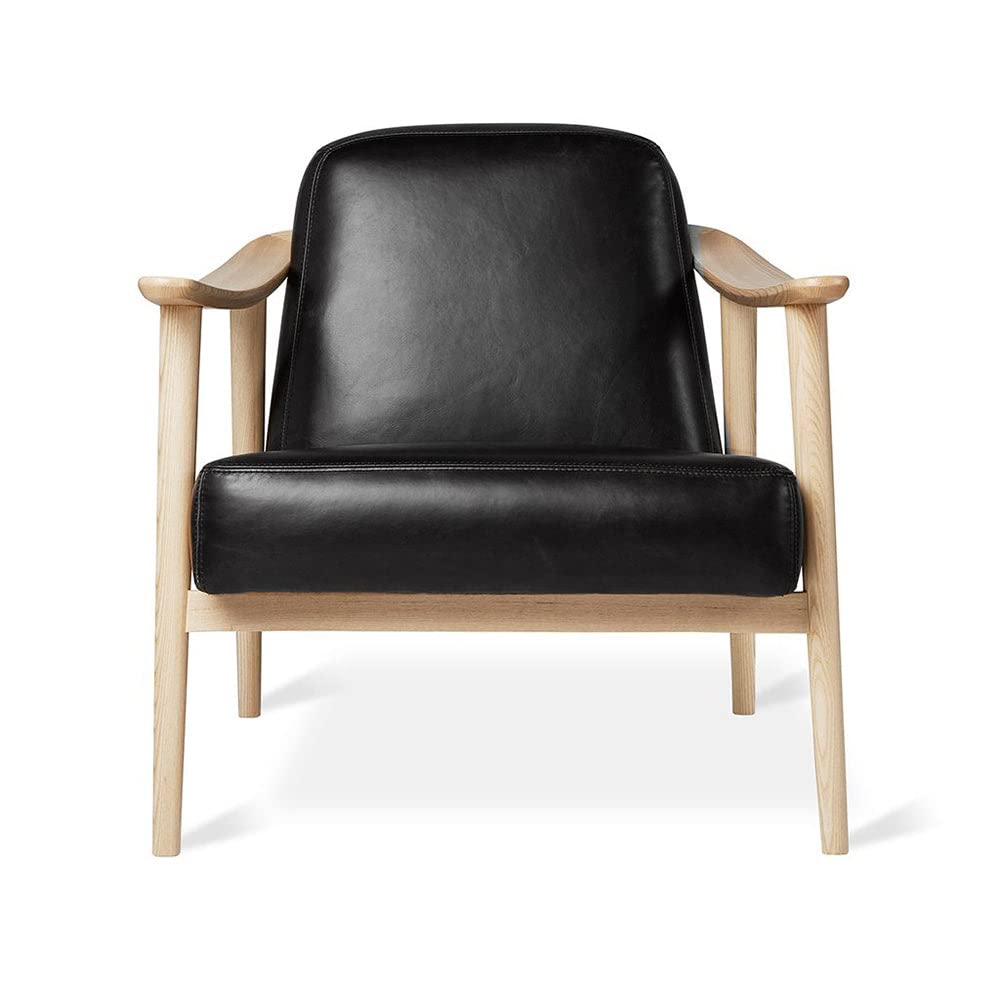 LSFH Unique Design Balticz Accent Chair Armchair with Solid Sagwan Wooden Frame Single Sofa Chair for Small Apartments, Living Room or Bedroom (Natural Finish, Black 1 Chair)