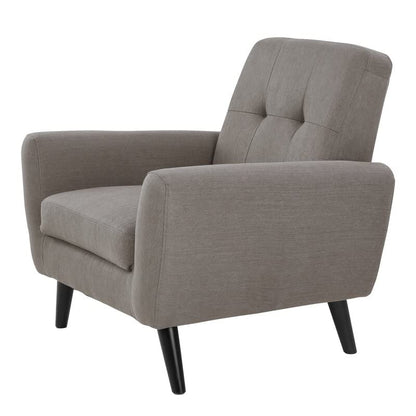 LSFH Unique Design True Innovations Wide Linen Fabric Accent Chair Armchair with Solid Sagwan Wooden Legs Single Sofa Chair for Small Apartments, Living Room or Bedroom (Set of 2 Chairs, Grey)