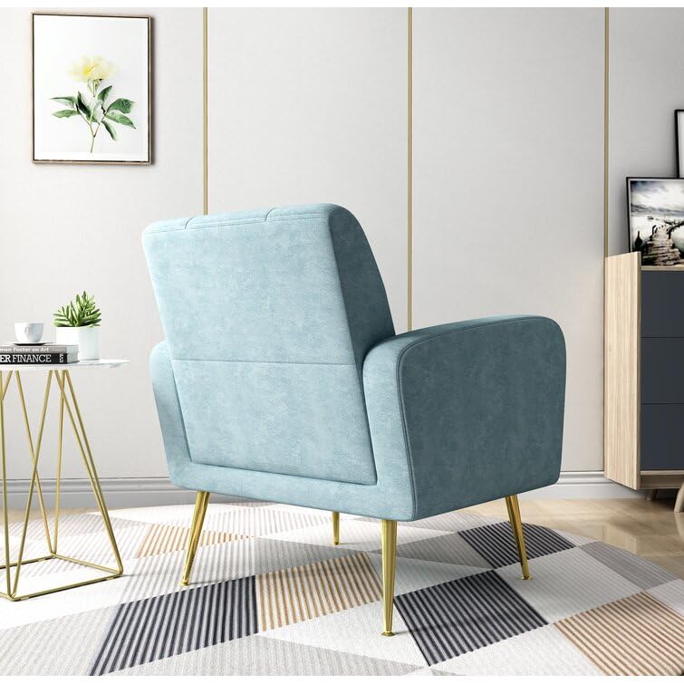 LSFH Unique Design True Innovations Florianaz Accent Chair, Armchair with Solid Sagwan Wooden Frame Single Sofa Chair for Small Apartments, Living Room or Bedroom (Set of 2 Chairs, Sky Blue)