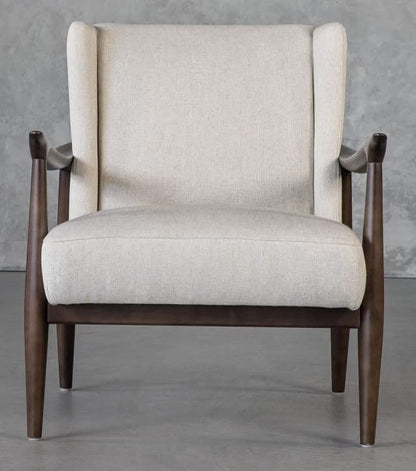 LSFH Unique Design True Innovations Clifton Accent Chair Armchair with Solid Sagwan Wooden Frame Single Sofa Chair for Small Apartments, Living Room or Bedroom (Set of 2 Chairs, Off-White)