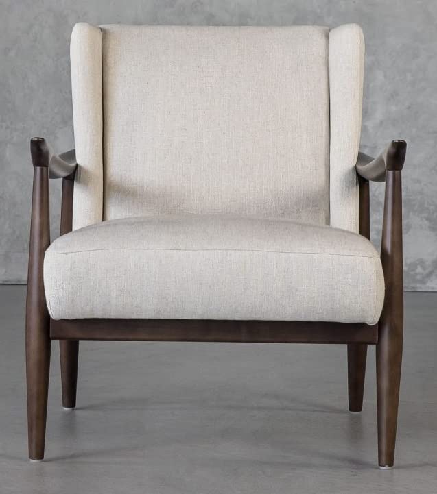 LSFH Unique Design True Innovations Clifton Accent Chair Armchair with Solid Sagwan Wooden Frame Single Sofa Chair for Small Apartments, Living Room or Bedroom (1 Chair, Off-White)
