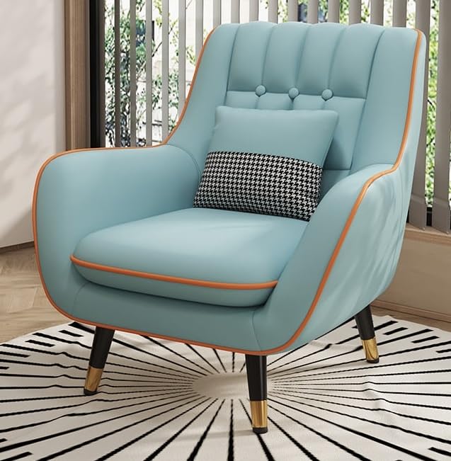 LSFH Unique Design True Innovations Nordic Light Accent Chair, Armchair with Solid Sagwan Wooden Frame for Small Apartments, Living Room or Bedroom (Set of 2 Chairs, Sky Blue)