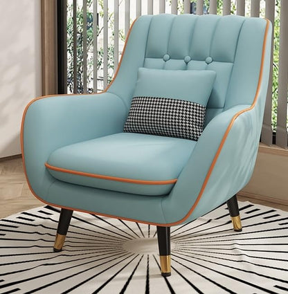 LSFH Unique Design True Innovations Nordic Light Accent Chair, Armchair with Solid Sagwan Wooden Frame for Small Apartments, Living Room or Bedroom (1 Chair, Sky Blue)