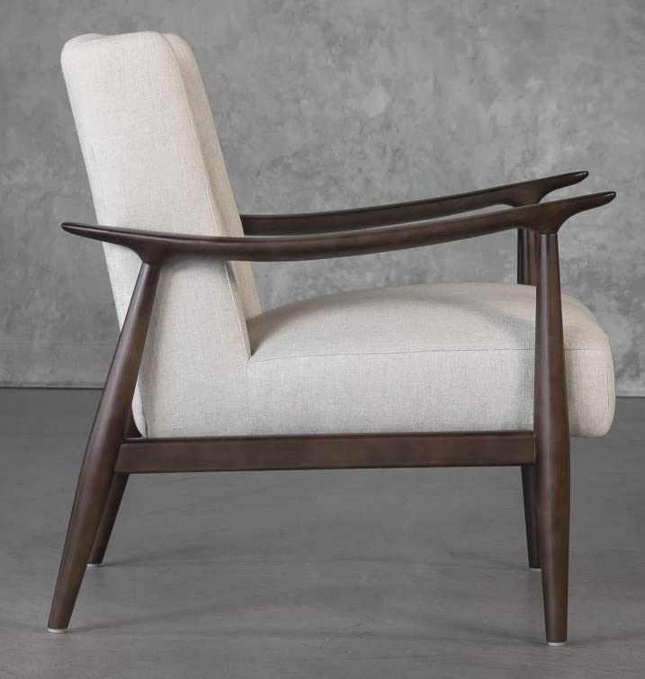 LSFH Unique Design True Innovations Clifton Accent Chair Armchair with Solid Sagwan Wooden Frame Single Sofa Chair for Small Apartments, Living Room or Bedroom (Set of 2 Chairs, Off-White)